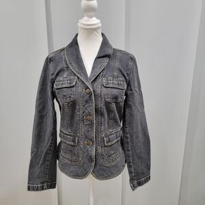 LOFT Charcoal Gray Denim Blazer Jacket
